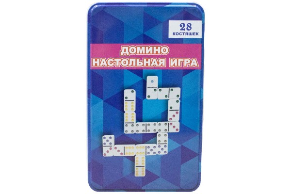 Настольная игра Домино в жестяной коробке (цветное)